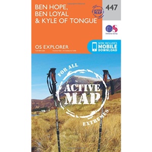 Ben Hope, Ben Loyal & Kyle of Tongue Map | Weatherproof | A’ Mhòine | Ordnance Survey | OS Explorer Active Map 447 | Scotland | Walks | Hiking | Maps | Adventure