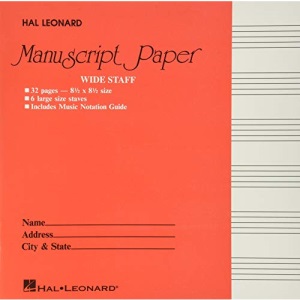 Wide Staff Manuscript Paper: Red Cover