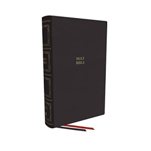 KJV, Paragraph-style Large Print Thinline Bible, Genuine Leather, Black, Red Letter, Thumb Indexed, Comfort Print: Holy Bible, King James Version