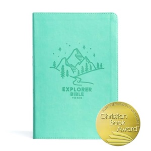 CSB Explorer Bible for Kids, Light Teal Mountains Leathertouch, Indexed: Placing God's Word in the Middle of God's World