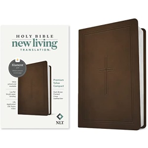 NLT Premium Value Compact Bible, Filament Enabled Edition (Leatherlike, Dark Brown Framed Cross): New Living Translation, Dark Brown, Framed Cross LeatherLike, Premium Value Compact