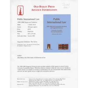 Public International Law 1999-2000: LLB Examination Questions and Suggested Solutions