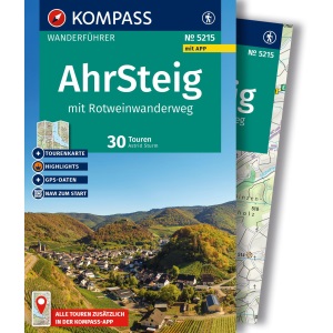 KOMPASS Wanderführer Ahrsteig mit Rotweinwanderweg, 30 Touren/Etappen mit Extra-Tourenkarte: mit Touren und GPS-Daten in der KOMPASS-App