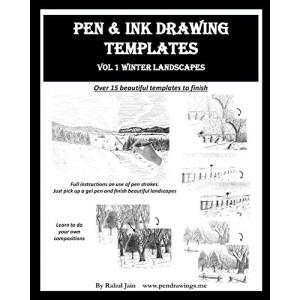 Pen and Ink Drawing Templates: vol. 1 Winter Landscapes