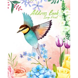 Address Book Large Print: Big A-Z Alphabetical Index Easy And Clearly To Use Good For Seniors Or Vision-Impaired : Bird Watercolor Cover Design