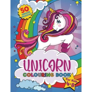 Unicorn Colouring Book: For kids ages 4-8, 50 adorable designs for boys and girls